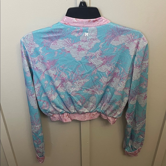 LoveShackFancy x Hurley Under the Sea Cropped Bomber Jacket Sz Sm - Picture 3 of 6